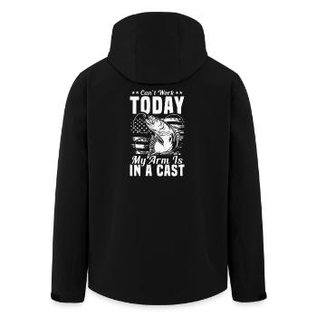 Can’t Work Today My Arm Is in a Cast Angler Humor - Men’s Recycled Softshell Jacket by Stanley/Stella - black - Back - AI Model Male 185 light (185cm)