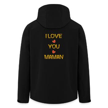 I LOVE. I LOVE YOU. MAMAN. FÊTE DES MÈRES. COEUR - Veste softshell homme en polyester recyclé Stanley/Stella - noir - Dos - AI Model Male 185 light (185cm)