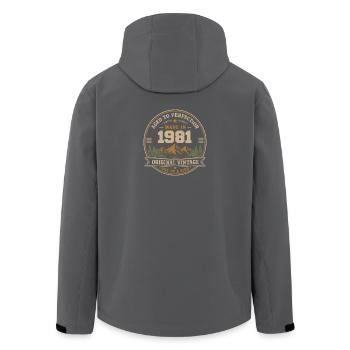 1981 Rétro 1981 Vintage 1981 Cadeau 1981 - Veste softshell homme en polyester recyclé Stanley/Stella - noir - Dos - AI Model Male 185 light (185cm)