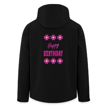 HAPPY BIRTHDAY. JOYEUX ANNIVERSAIRE. ANNIVERSAIRE. - Veste softshell homme en polyester recyclé Stanley/Stella - noir - Dos - AI Model Male 185 light (185cm)