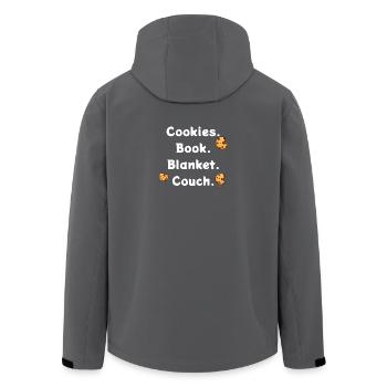 Cookies. Book. Blanket. Couch - Recycelte Männer Softshell-Jacke von Stanley/Stella - Schwarz - Hinten - AI Model Male 185 light (185cm)