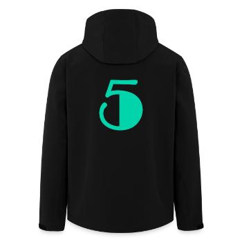 5. 5 JAHRE. 5-JÄHRIGES JUBILÄUM. GEBURTSTAG 5 JAHRE. ANN - Recycelte Männer Softshell-Jacke von Stanley/Stella - Schwarz - Hinten - AI Model Male 185 light (185cm)