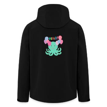 Krake Mit Luftballons sagt Hallo - Meer Spaß - Recycelte Männer Softshell-Jacke von Stanley/Stella - Schwarz - Hinten - AI Model Male 185 light (185cm)