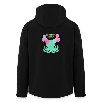 Krake Mit Luftballons sagt Hallo - Meer Spaß - Recycelte Männer Softshell-Jacke von Stanley/Stella - Schwarz - Hinten - AI Model Male 185 light (185cm)