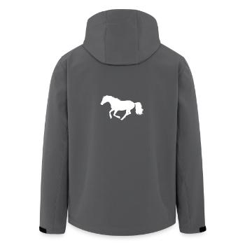 Cheval au galop - Silhouette Blanc Blanc - Veste softshell homme en polyester recyclé Stanley/Stella - charbon - Dos - AI Model Male 185 light (185cm)