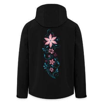 Flowers Blossoms Summer tropical colorful - Men’s Recycled Softshell Jacket by Stanley/Stella - black - Back - AI Model Male 185 light (185cm)