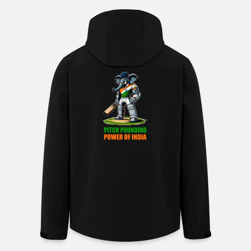 Indien Cricket Elefanten Design - Recycelte Männer Softshell-Jacke von Stanley/Stella - Schwarz