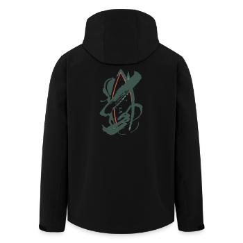 Abstraction Géométrique en Vert & Orange - Veste softshell homme en polyester recyclé Stanley/Stella - noir - Dos - AI Model Male 185 light (185cm)