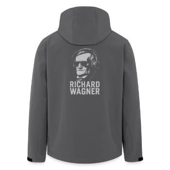 Richard Wagner Composer Portrait with Headphones - Men’s Recycled Softshell Jacket by Stanley/Stella - black - Back - AI Model Male 185 light (185cm)