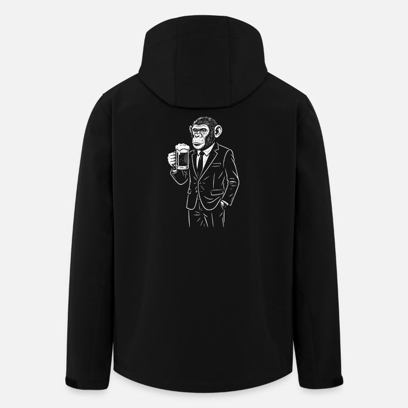 Eleganter Affe im Anzug mit Bier - Recycelte Männer Softshell-Jacke von Stanley/Stella - Schwarz