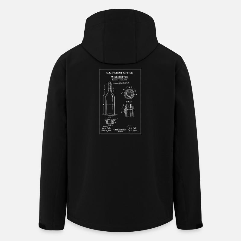 Wine Bottle Blueprint Patent - Men’s Recycled Softshell Jacket by Stanley/Stella - black