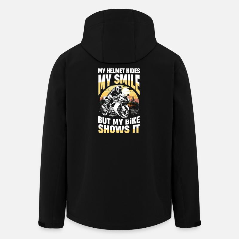Min hjelm skjuler mit smil, men min cykel - Stanley/Stella herre softshelljakke i genanvendt polyester - sort