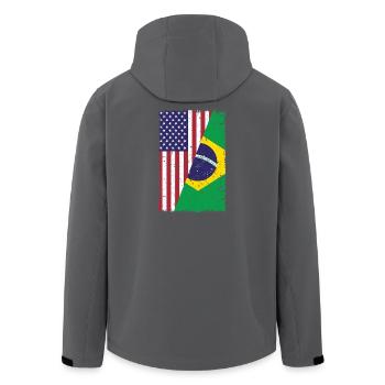 États-Unis, drapeau du Brésil Don brésilien-américain - Veste softshell homme en polyester recyclé Stanley/Stella - noir - Dos - AI Model Male 185 light (185cm)