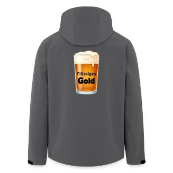 Flüssiges Gold Pint Design - Recycelte Männer Softshell-Jacke von Stanley/Stella - Schwarz - Hinten - AI Model Male 185 light (185cm)