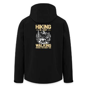 Hiking is just walking Wandern Berge Bergsteigen - Recycelte Männer Softshell-Jacke von Stanley/Stella - Schwarz - Hinten - AI Model Male 185 light (185cm)