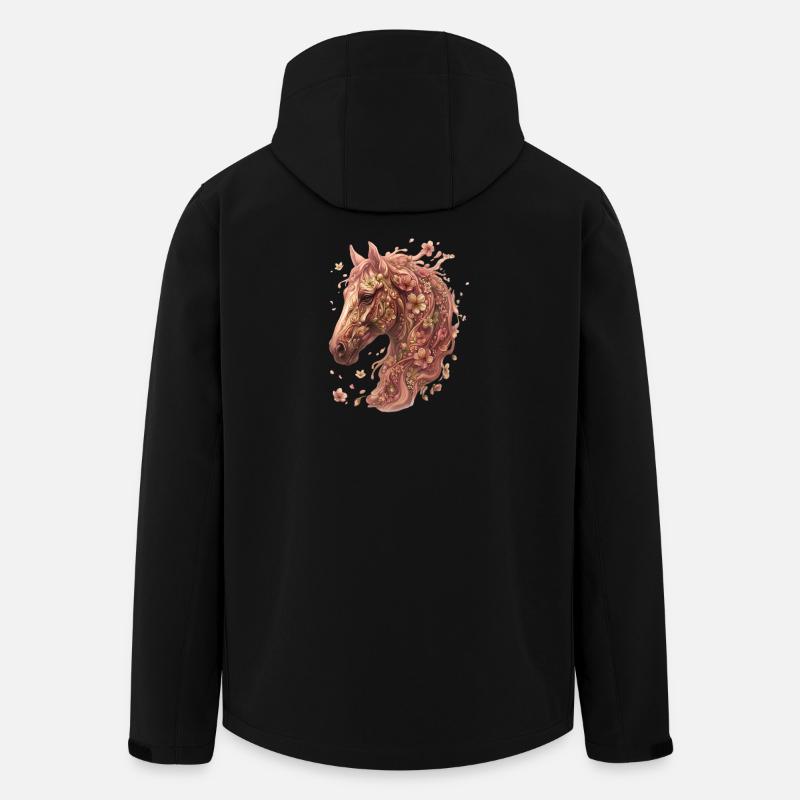 Flora, Pferdekopf mit Blüten - Recycelte Männer Softshell-Jacke von Stanley/Stella - Schwarz