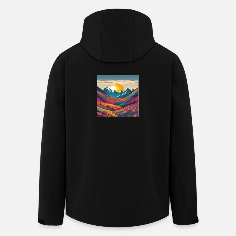 Sonnenaufgang in bunten Berglandschaften - Recycelte Männer Softshell-Jacke von Stanley/Stella - Schwarz