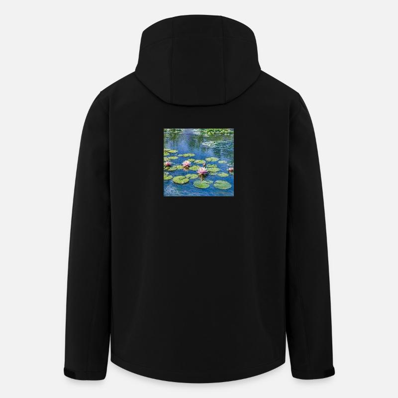 Lys sur un étang bleu - Veste softshell homme en polyester recyclé Stanley/Stella - noir