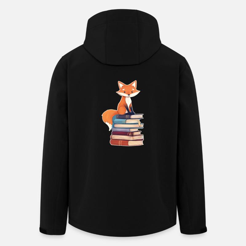 Fuchs auf Bücherstapel - Recycelte Männer Softshell-Jacke von Stanley/Stella - Schwarz