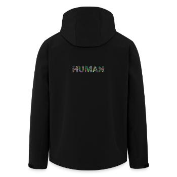 humane - Men’s Recycled Softshell Jacket by Stanley/Stella - black - Back - AI Model Male 185 light (185cm)