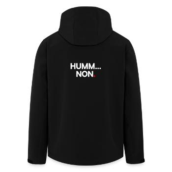SUMM... NEIN | Minimalistischer humoristischer Ausdruck - Recycelte Männer Softshell-Jacke von Stanley/Stella - Schwarz - Hinten - AI Model Male 185 light (185cm)