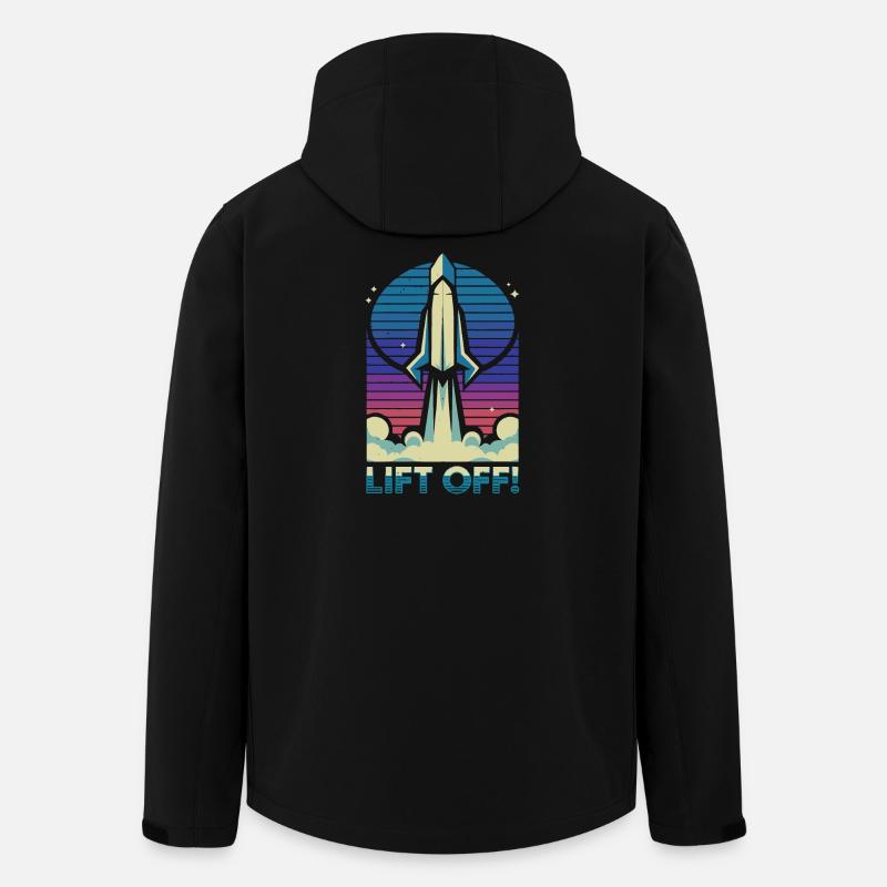 Retro Rocket Launch Illustration - Men’s Recycled Softshell Jacket by Stanley/Stella - black