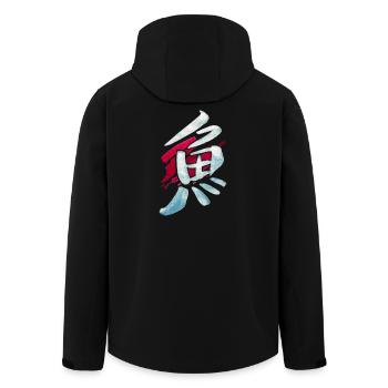 Fish (Sakana) Japanese - KANJI ink - Men’s Recycled Softshell Jacket by Stanley/Stella - black - Back - AI Model Male 185 light (185cm)