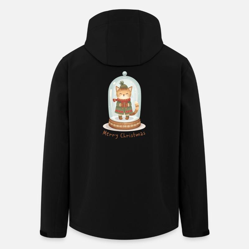 Boule à neige chat – Joyeux Noël - Veste softshell homme en polyester recyclé Stanley/Stella - noir