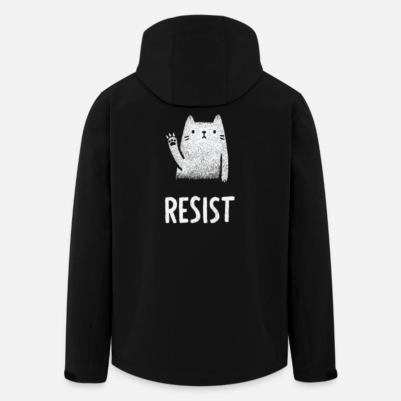 Illustration du chat blanc ondulant - Veste softshell homme en polyester recyclé Stanley/Stella - noir
