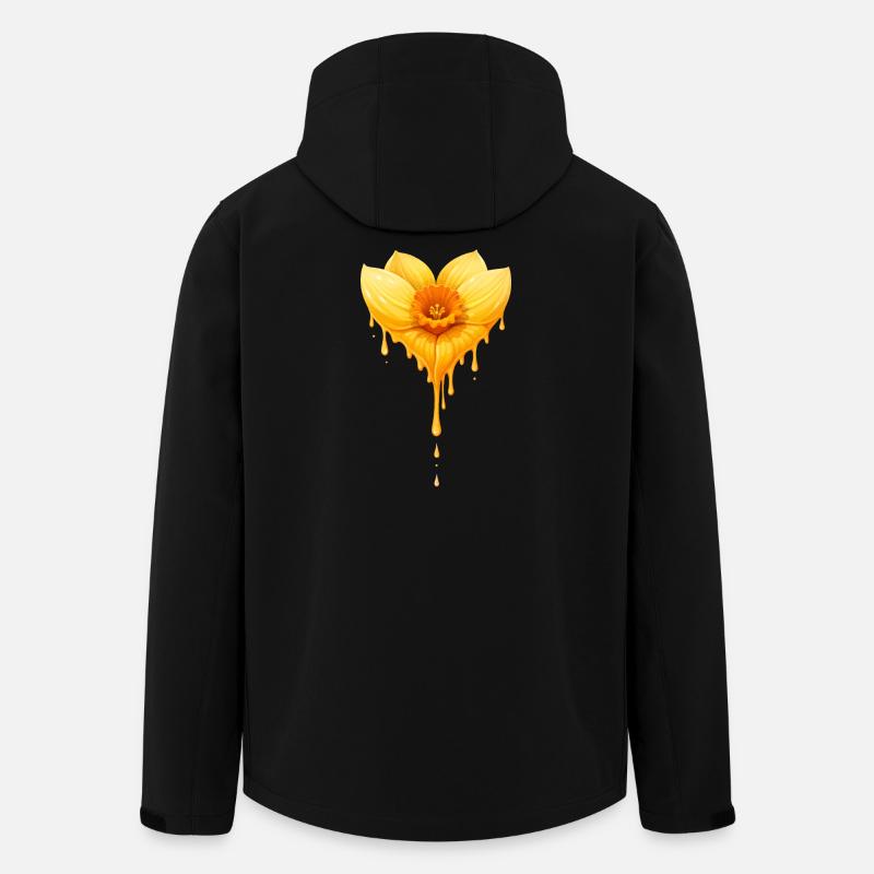 Daffodil Flower Heart Shape Illustration - Men’s Recycled Softshell Jacket by Stanley/Stella - black