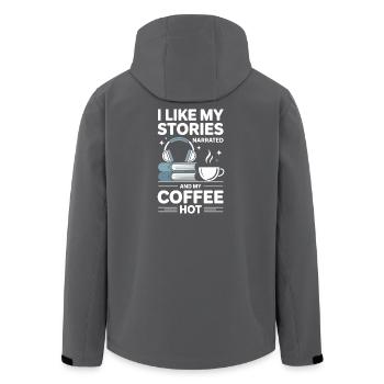 Coffee Lover Audiobook Passion Gift - Men’s Recycled Softshell Jacket by Stanley/Stella - black - Back - AI Model Male 185 light (185cm)