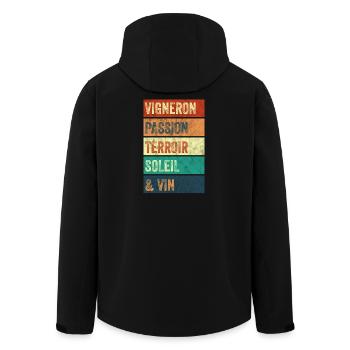 Vigneron Passion Terroir - Veste softshell homme en polyester recyclé Stanley/Stella - noir - Dos - AI Model Male 185 light (185cm)