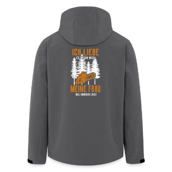 Holz machen - Recycelte Männer Softshell-Jacke von Stanley/Stella - Schwarz - Hinten - AI Model Male 185 light (185cm)