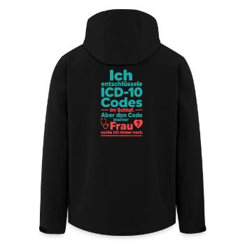 Ich Entschlüssele ICD-10 Codes Im Schlaf - Recycelte Männer Softshell-Jacke von Stanley/Stella - Schwarz - Hinten - AI Model Male 185 light (185cm)