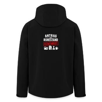 Antrag auf Ruhestand genehmigt - Recycelte Männer Softshell-Jacke von Stanley/Stella - Schwarz - Hinten - AI Model Male 185 light (185cm)