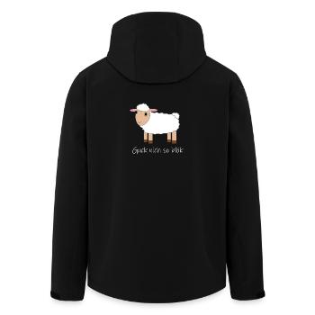 "Guck nich so blök" Glubschaugen Schaf - Recycelte Männer Softshell-Jacke von Stanley/Stella - Schwarz - Hinten - AI Model Male 185 light (185cm)