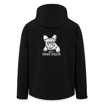 Loved by a French Bulldog Dog Saying Wilsigns - Men’s Recycled Softshell Jacket by Stanley/Stella - black - Back - AI Model Male 185 light (185cm)