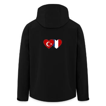 Turkey France Flag Heart - Men’s Recycled Softshell Jacket by Stanley/Stella - black - Back - AI Model Male 185 light (185cm)