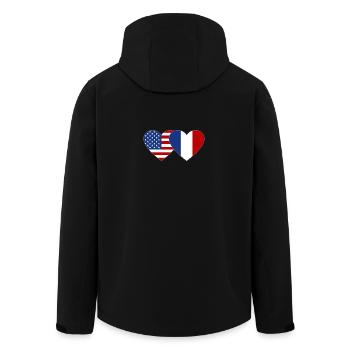 USA France Flag Heart - Men’s Recycled Softshell Jacket by Stanley/Stella - black - Back - AI Model Male 185 light (185cm)