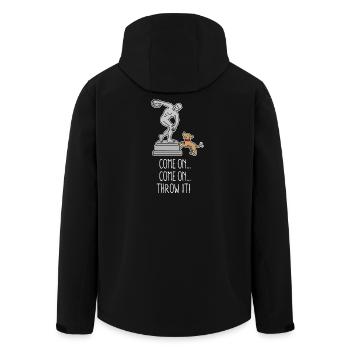 Come on Throw it funny dog frisbee discus throw - Men’s Recycled Softshell Jacket by Stanley/Stella - black - Back - AI Model Male 185 light (185cm)