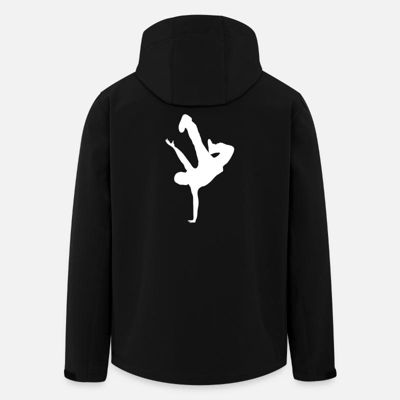 Imprimé silhouette acrobatique - Veste softshell homme en polyester recyclé Stanley/Stella - noir