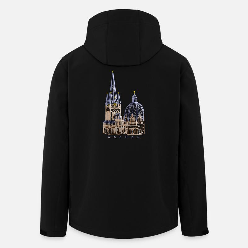 Aachener Dom, Handgezeichnet - Recycelte Männer Softshell-Jacke von Stanley/Stella - Schwarz
