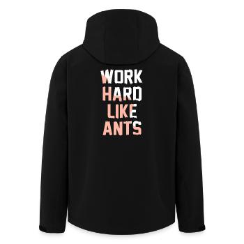 Work Hard Like Ants - Men’s Recycled Softshell Jacket by Stanley/Stella - black - Back - AI Model Male 185 light (185cm)