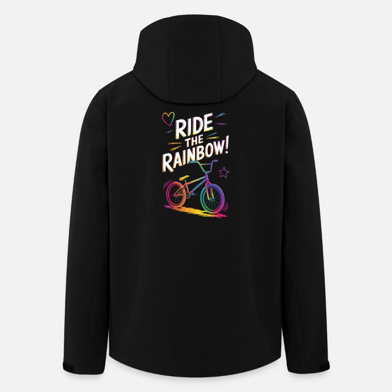 Vibrant Rainbow Bicycle Design - Men’s Recycled Softshell Jacket by Stanley/Stella - black