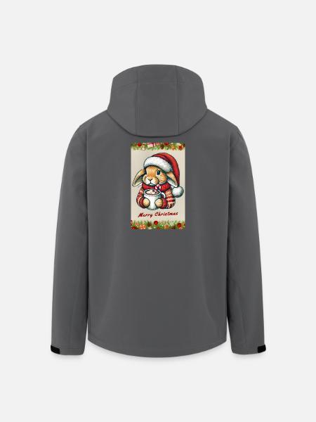 Christmas bunny with hot chocolate - Men’s Recycled Softshell Jacket by Stanley/Stella - black