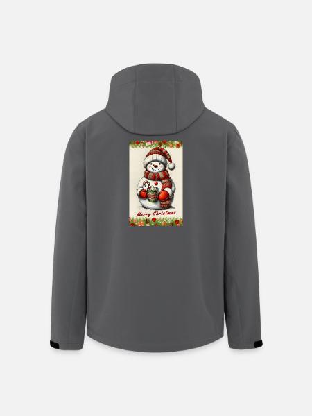 Cheerful snowman with hot chocolate - Men’s Recycled Softshell Jacket by Stanley/Stella - black