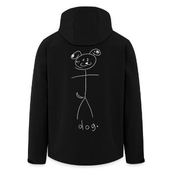 Dog. (white lines) (by Leni Riosa) - Men’s Recycled Softshell Jacket by Stanley/Stella - black - Back - AI Model Male 185 light (185cm)