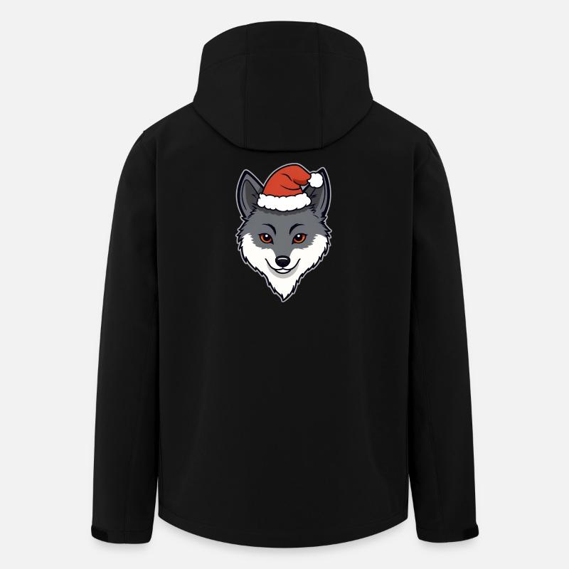 Weihnachtswolf Cartoon Kopf mit Mütze - Recycelte Männer Softshell-Jacke von Stanley/Stella - Schwarz
