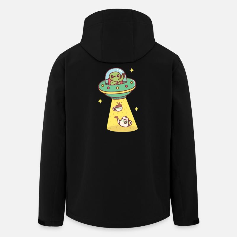 Funny Alien Abducts Tea and Teapot - Men’s Recycled Softshell Jacket by Stanley/Stella - black