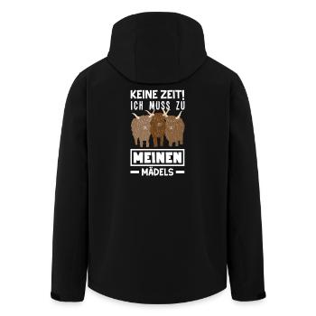 Keine Zeit! Ich muss zu meinen Mädels Hochlandrind - Recycelte Männer Softshell-Jacke von Stanley/Stella - Schwarz - Hinten - AI Model Male 185 light (185cm)